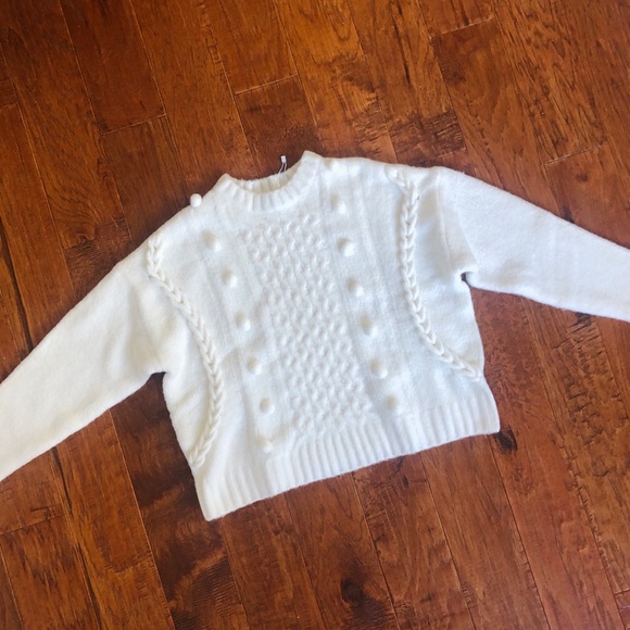 Bershka Pom Cream Knitted Sweater - Picture 2 of 10